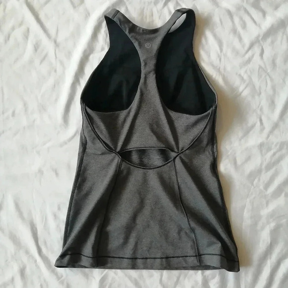 Lululemon In Training Tank Top High Neck Back Cutout Heathered Grey Size 4 - Picture 3 of 15